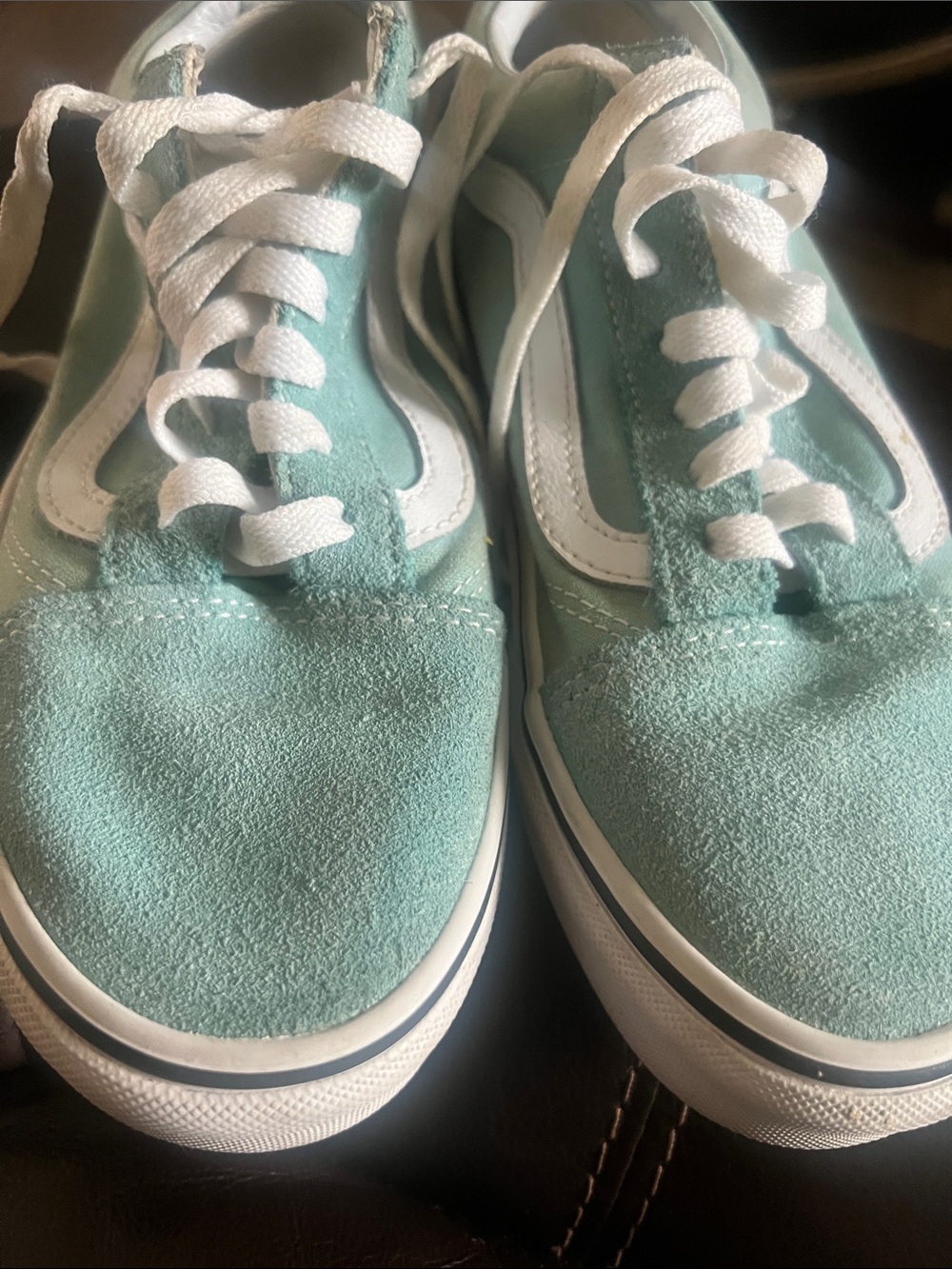 Vans Teal and White Old Skool Sneakers